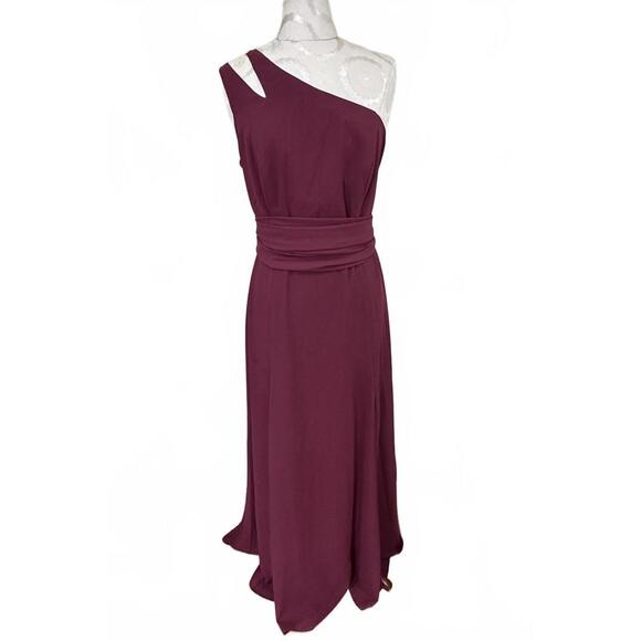 Db Studio Dresses & Skirts - DB Studio Burgundy One-Shoulder Bridesmaid Dress & Free Sash - Size 16